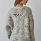 W2624 | Knit Sweater Buttondown Long Sleeve Crochet Cardigan