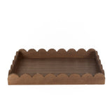 Wood scallop tray home decor, 13x9x2, espresso - 17008