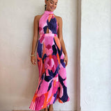Halter Neck Pleated Dress