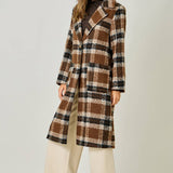 61234 Plaid Long Coat