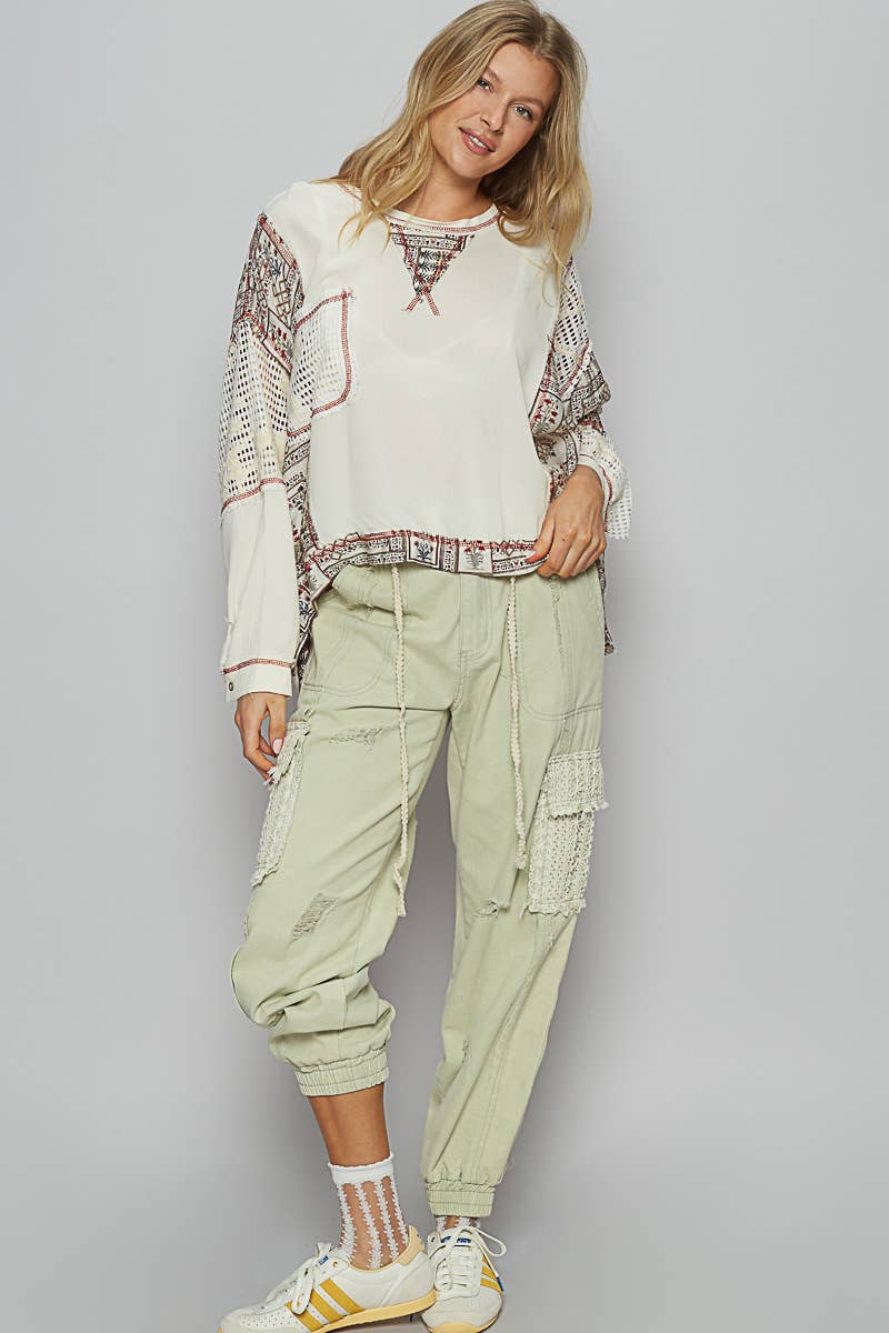 Floral Print Contrast Sweater