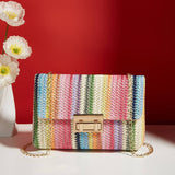 Women's straw crossbody bag small square bag
