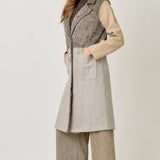 61307 Color Blocked Long Coat