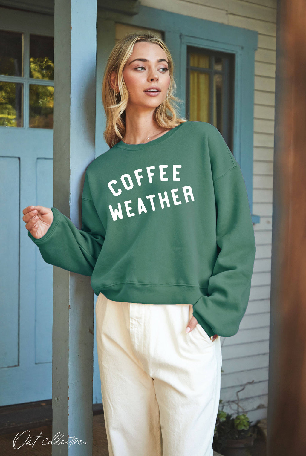 "COFFEE WEATHER" Cropped Sweatshirt