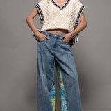 Paisley Bandana Print Denim Jeans
