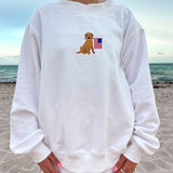 White American Flag Dog Mockneck Sweatshirt 100% Cotton