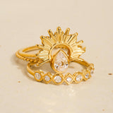 Françoise 18K Gold Non-Tarnish Sun Stone CZ Layered Ring