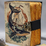Whale Leather Journal – Handmade Nautical Notebook with Lock