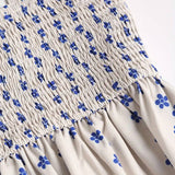 Mackerel print smocked sundress seaside ocean strap dress