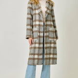 61234 Plaid Long Coat
