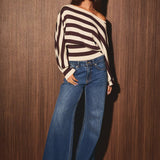 BOAT NECK DOLMAN SLEEVE SWEATER TOP