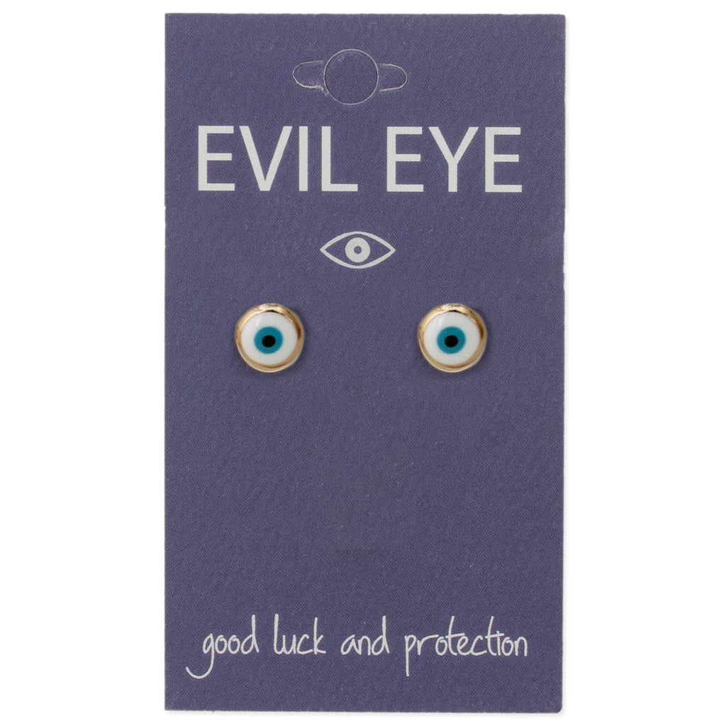 Purifying White Eye Gold Post Earrings