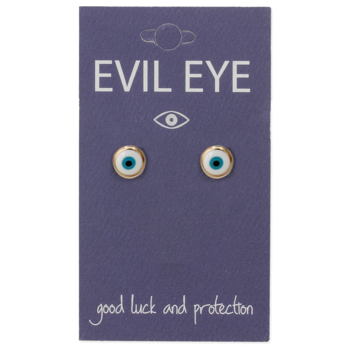 Purifying White Eye Gold Post Earrings