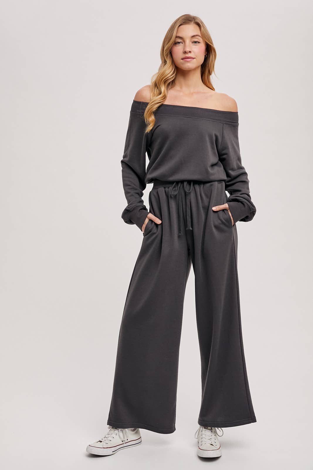 Off-The-Shoulder Knit Jumpsuit