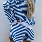 Striped Oversized Sweatshirt & Shorts Set