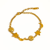 Leonora 18K Gold Non-Tarnish Sun and Star Bracelet