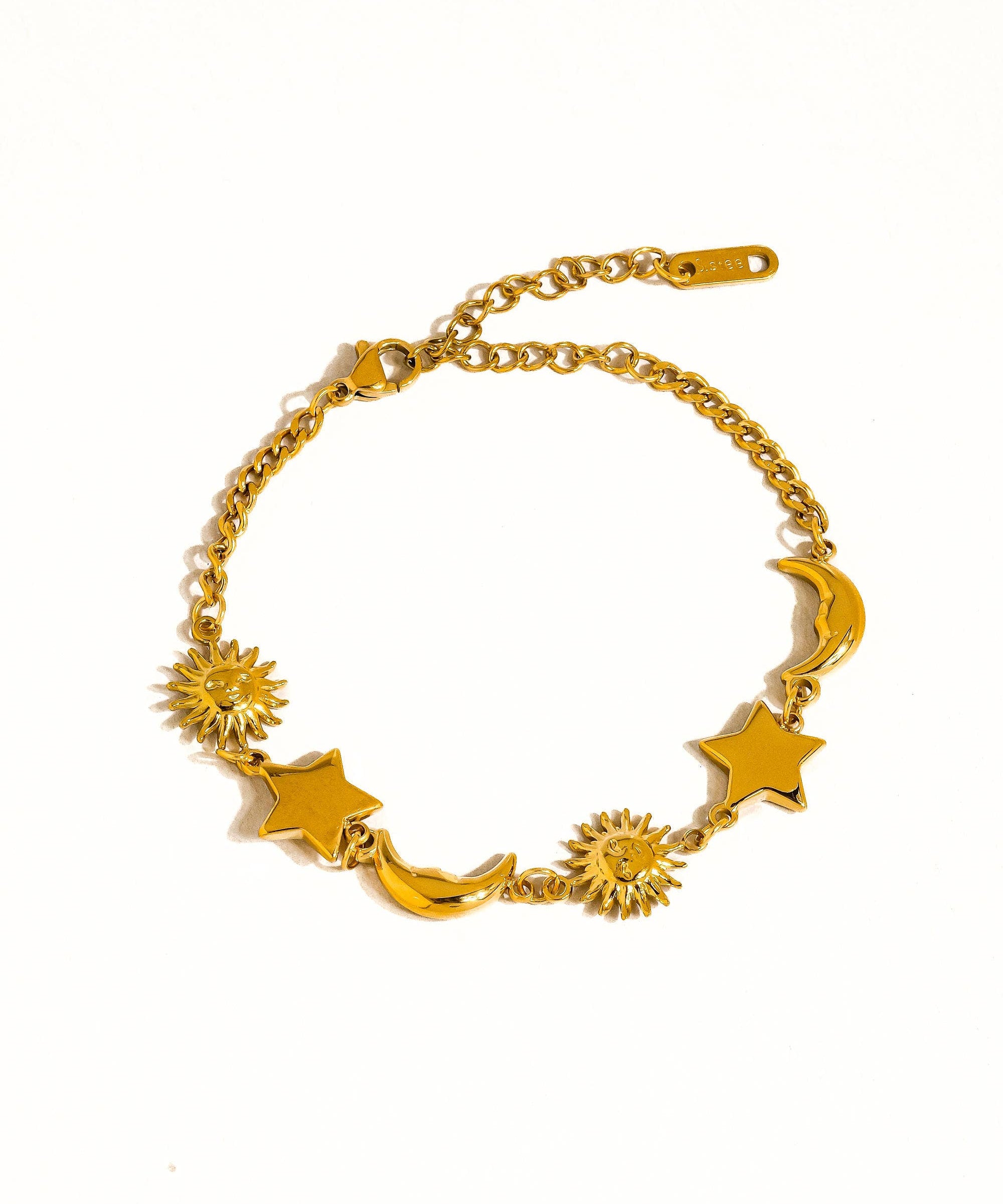 Leonora 18K Gold Non-Tarnish Sun and Star Bracelet