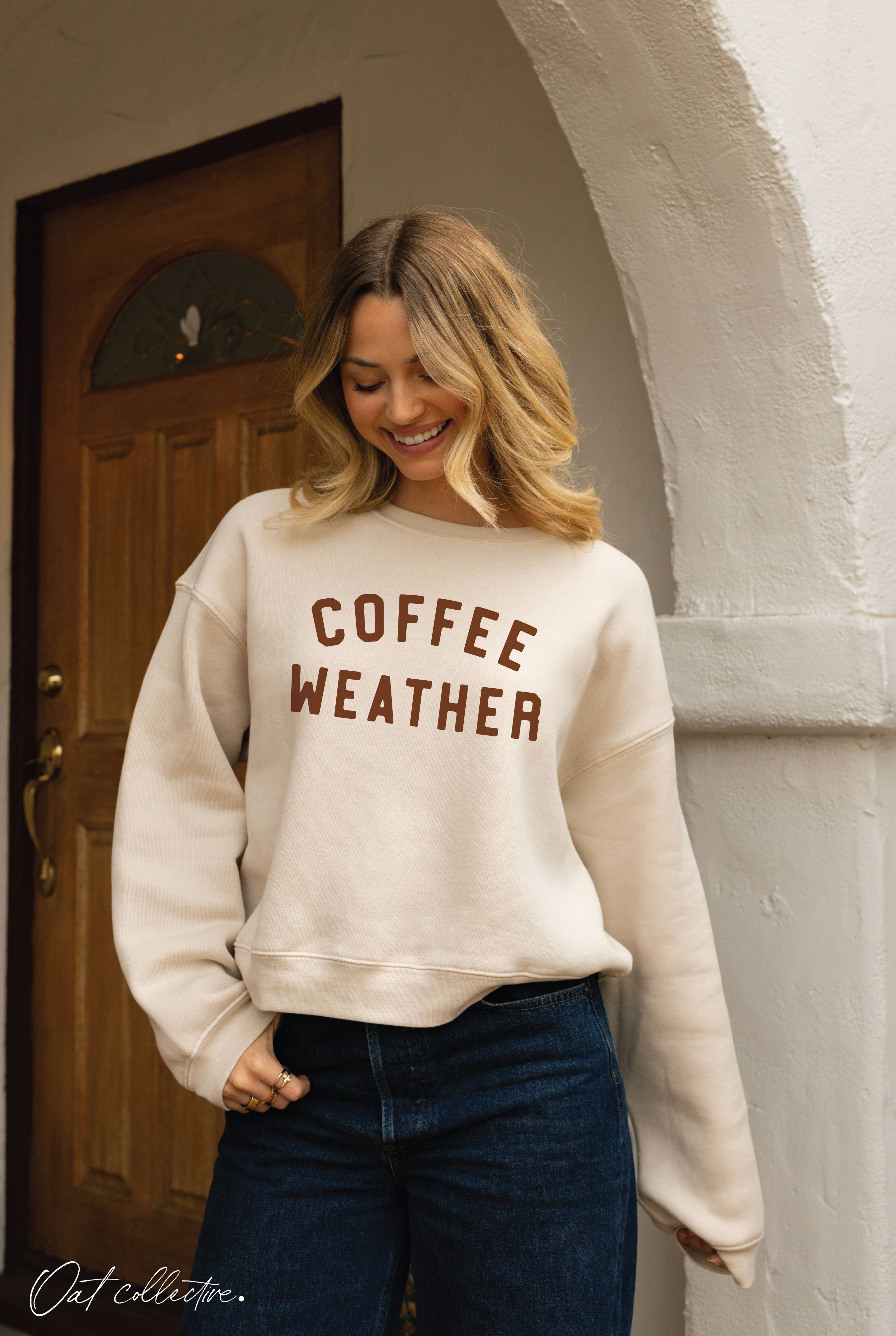 "COFFEE WEATHER" Cropped Sweatshirt