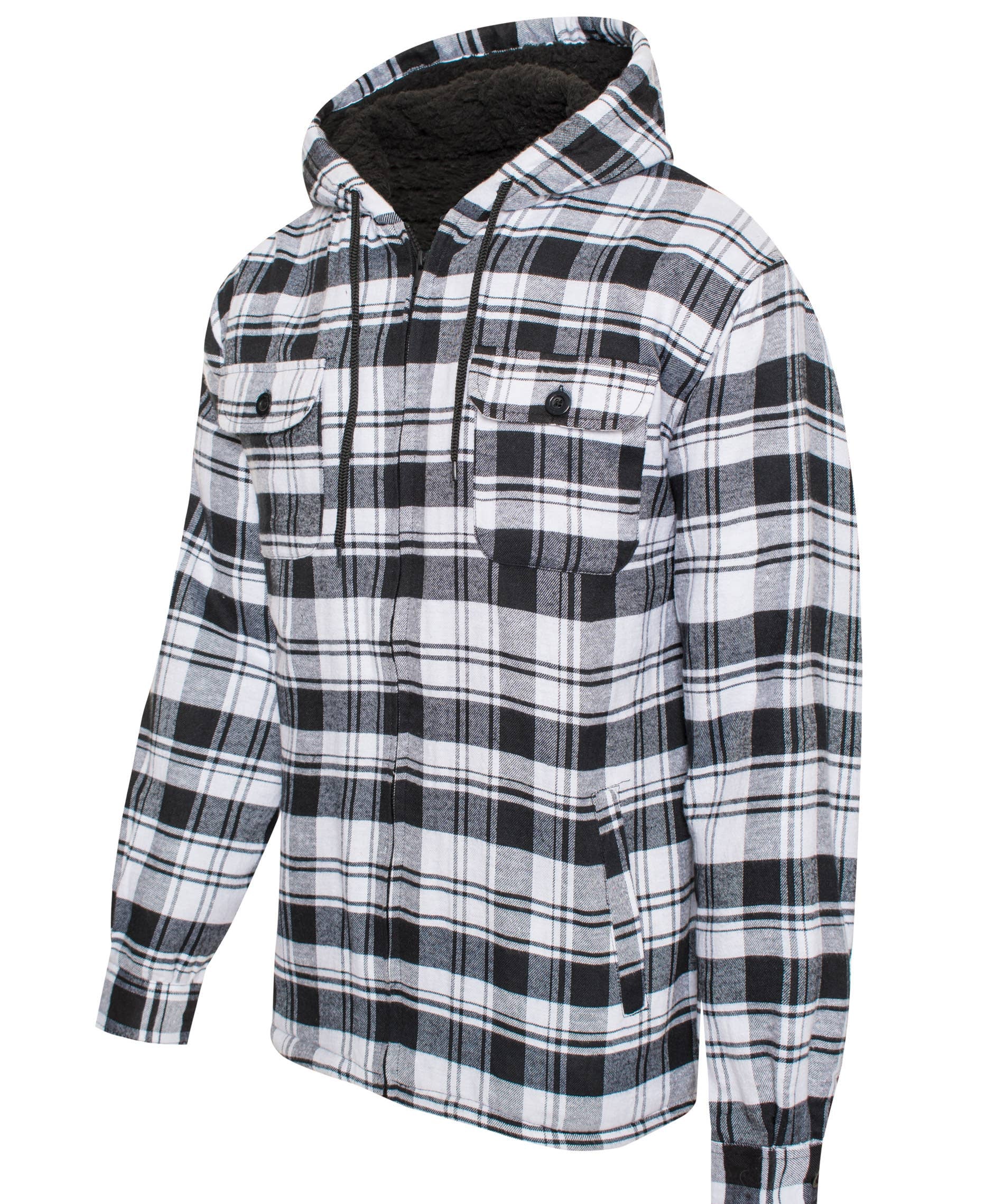 Men's Flannel Sherpa Lining Jacket (HF-1003-White #41)