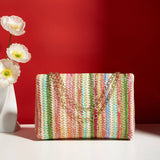 Women's straw crossbody bag small square bag