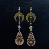 Crescent Moon Drop Wood Earrings