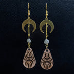 Crescent Moon Drop Wood Earrings