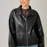 61652 Oversized Faux Leather Jacket