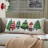 Red and Green Applique Tree Pillow with Embroidery