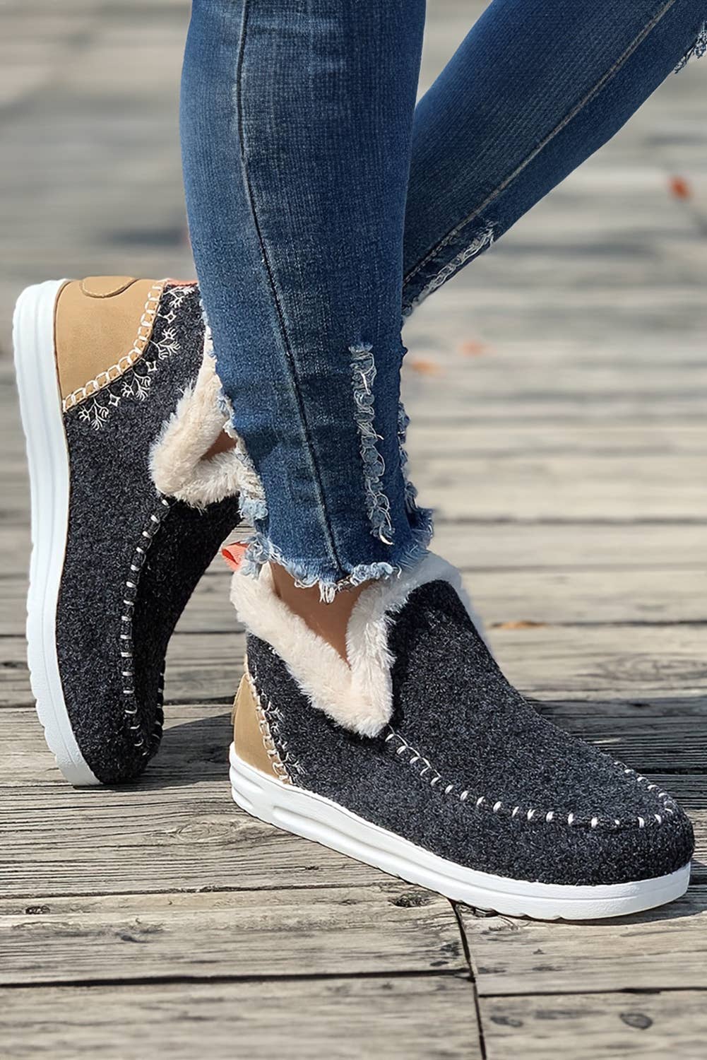 Suede Plush Lined Anklet Boots