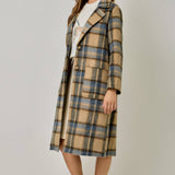 61594 Brushed Plaid Long Coat