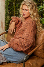 Mock Neck Cable Knit Sweater