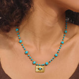 Rubis 18K Gold Vintage Turquoise Evil Eye Beaded Necklace