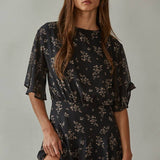 Chiffon Floral Print Mini Dress