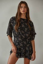 Chiffon Floral Print Mini Dress
