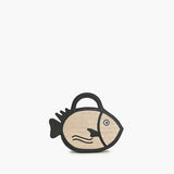 Black Trim Fish Raffia Handheld Clutch
