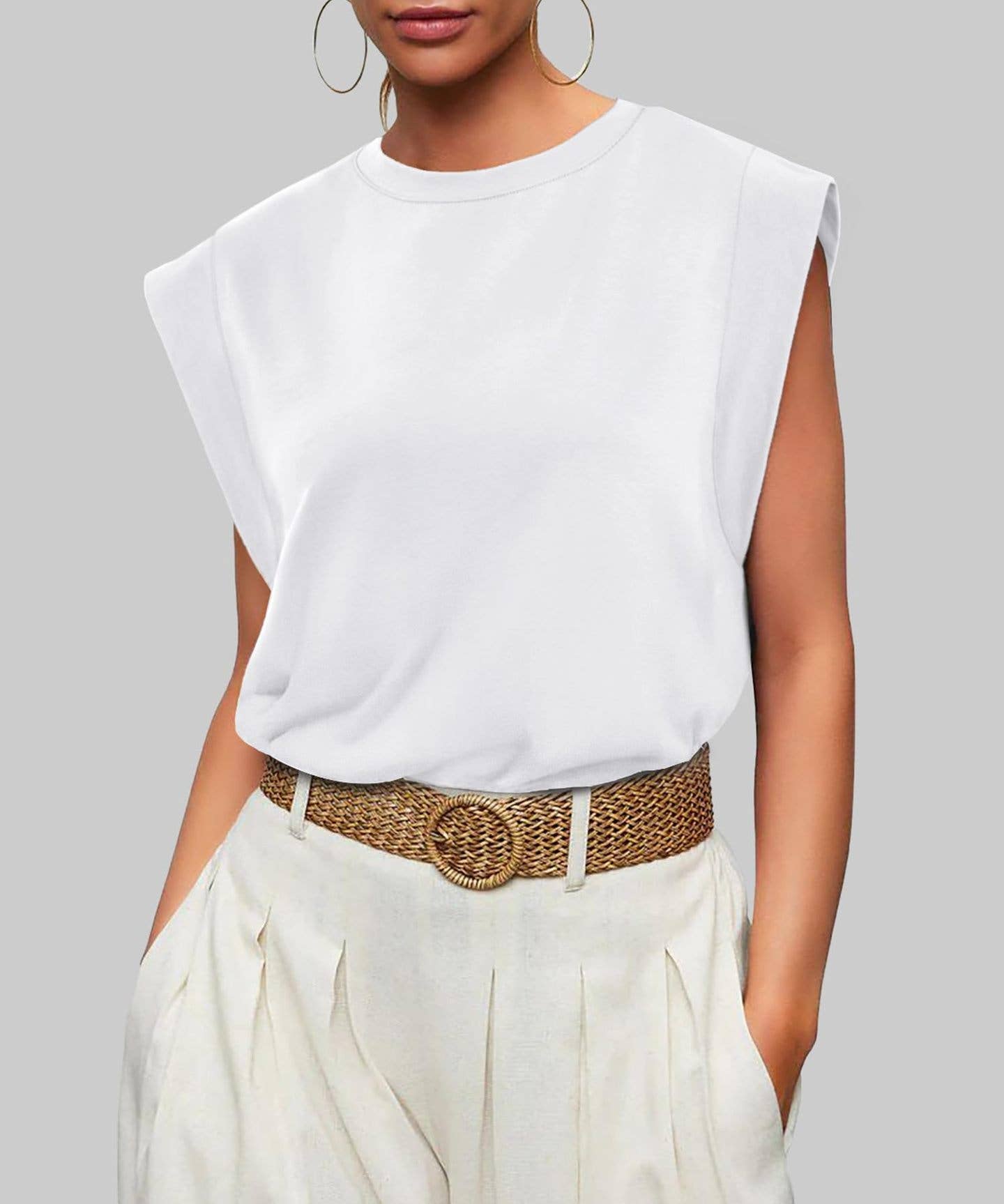 Round neck cami base tank top loose basic vest