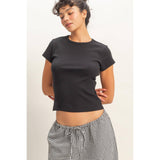 Basic Ribbed Short Sleeve Top