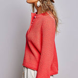 Long Sleeves Button-Front Half Placket Knit Sweater SALE
