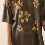 Lilies Vintage-Print Oversized Graphic Tee