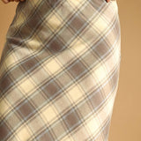 PLAID PRINTED STRETCH MAXI SKIRT