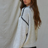 Thick Stitch Detail Cotton Sweater