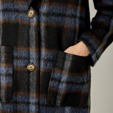 61594 Brushed Plaid Long Coat