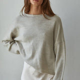 W2114 | Knit Sweater Rolled Round Neck Pullover Top