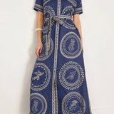 Navy Halobios Belted Shirt Dress