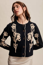 Embroidered Floral Knit Cardigan