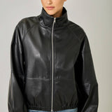 61652 Oversized Faux Leather Jacket
