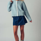 Lace Trim Wool Blend Cardigan
