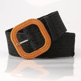 Boho Women's imitation straw wide elastic deco belt
