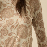 Floral-Print Mesh Mock-Neck Raglan Top