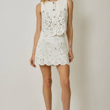 71098 Embroidered Eyelet Washed Vest